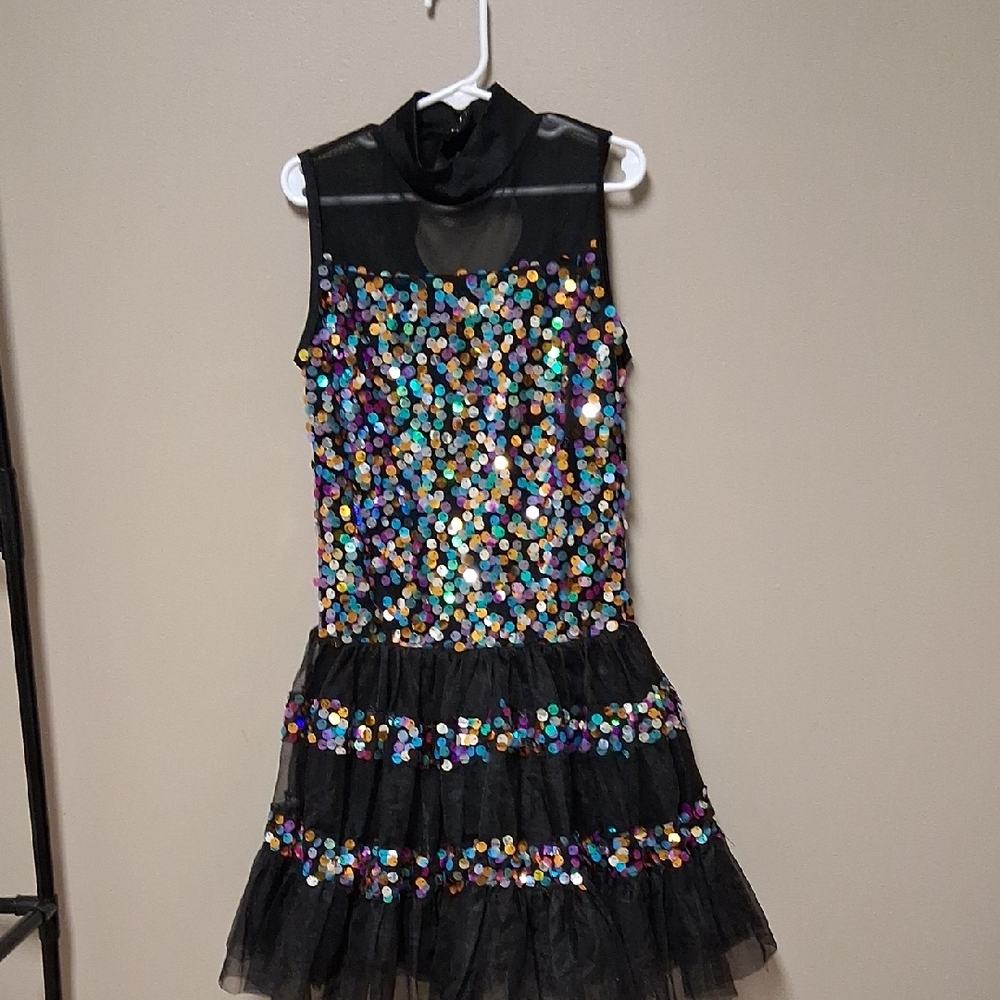 Sparkling Multicolor Sequin Girls dance leotard dresss